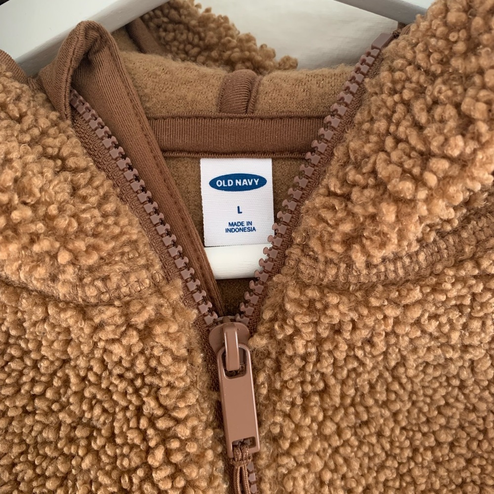 Old Navy Tan Sherpa Zip-Up Hoodie - Picture 4 of 6